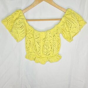 Zara Yellow Crochet Crop Top